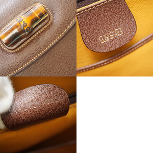 新品同様 グッチ バンブー ショルダー ハンドバッグ レザー ブラウン 0041【中古】GUCCI ショルダーストラップ付 ヴィンテージ