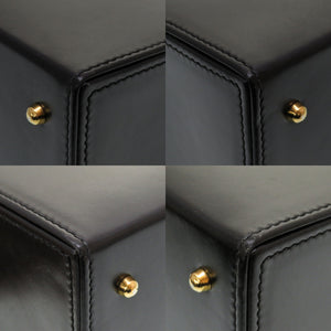 美品 グッチ レディロック レザー ブラック ゴールド金具 000 01 0246 バニティバッグ ハンドバッグ 黒 0044 【中古】 GUCCI