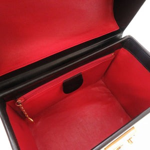 美品 グッチ レディロック レザー ブラック ゴールド金具 000 01 0246 バニティバッグ ハンドバッグ 黒 0044 【中古】 GUCCI