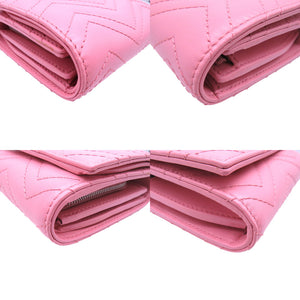 未使用 グッチ GGマーモント 598629 コンパクトウォレット レザー ピンク 2つ折り財布 財布 0052【中古】GUCCI