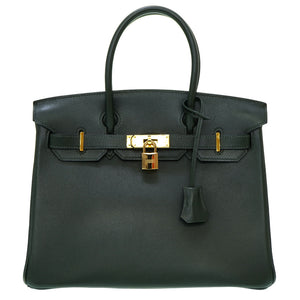 美品 エルメス バーキン30 ヴォーガリバー ヴェール ゴールド金具 □C刻印 ハンドバッグ 0057【中古】HERMES グリーン 緑