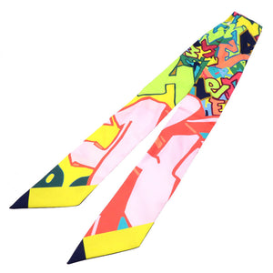 新品同様 エルメス ツイリー グラフィティー スカーフ シルク シトロン マルチカラー 0086【中古】HERMES レディース