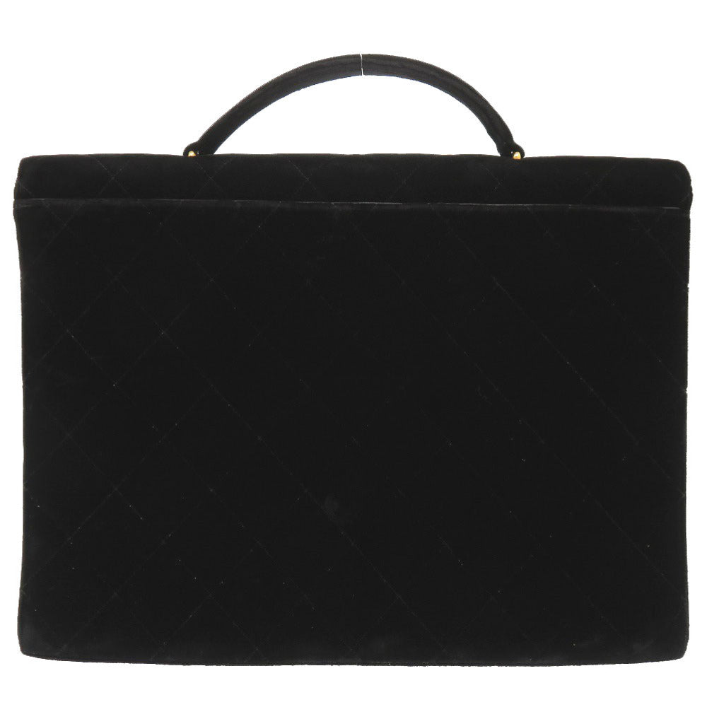 新品同様 シャネル マトラッセ ベロア ブラック ヴィンテージ 3番台 ゴールド金具 ブリーフケース ココマーク ターンロック ビジネスバッグ ハンドバッグ 黒 0095 【中古】 CHANEL