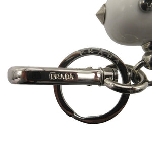 新品同様 プラダ バッグチャーム ロボット キーホルダー トライアングルロゴ 1TR098 ナイロン/スチール ホワイト 0101 白【中古】PRADA