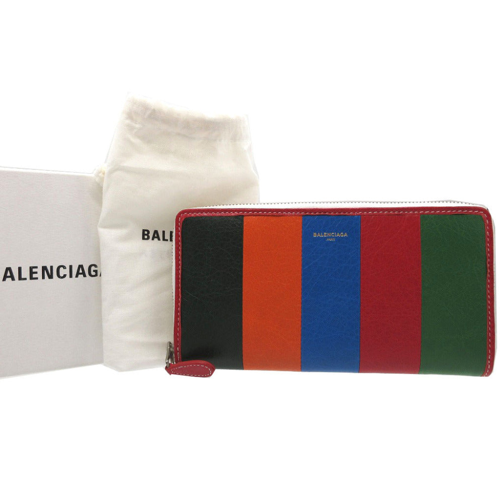 新品同様 バレンシアガ BAZAR 443655 レザー マルチカラー ラウンドファスナー長財布 財布 0106【中古】BALENCIAGA
