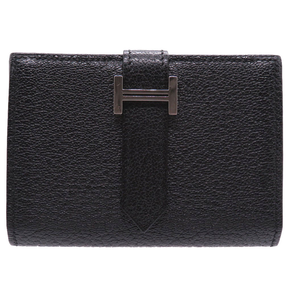 美品 エルメス ベアンミニ シェーブル ブラック シルバー金具 □K刻印 コインケース カードケース 財布 黒 0127 【中古】 HERMES メンズ