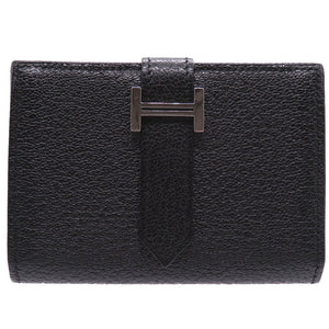 美品 エルメス ベアンミニ シェーブル ブラック シルバー金具 □K刻印 コインケース カードケース 財布 黒 0127 【中古】 HERMES メンズ