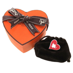 新品同様 エルメス ティータイム ハート ツイリーリング ルージュ レッド シルバー スカーフリング 0130 【中古】 HERMES