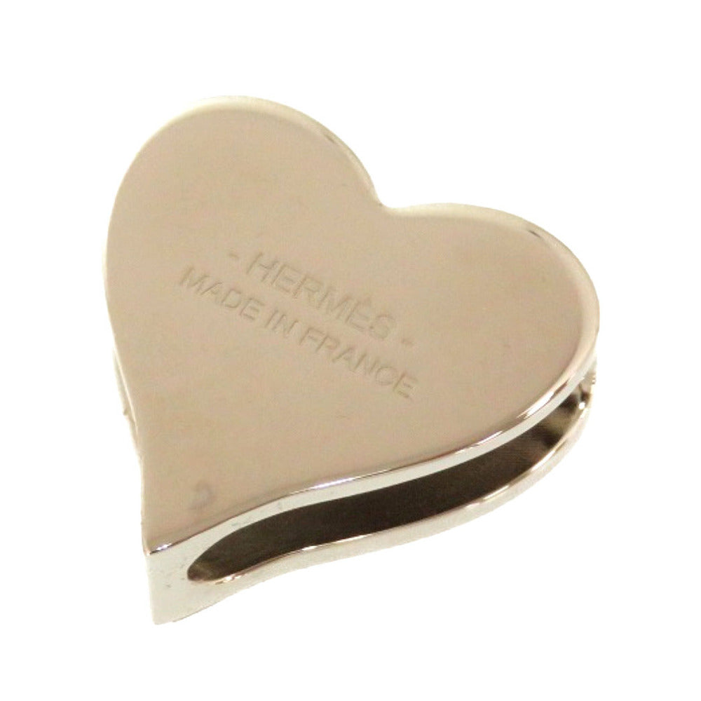 新品同様 エルメス ティータイム ハート ツイリーリング ルージュ レッド シルバー スカーフリング 0130 【中古】 HERMES