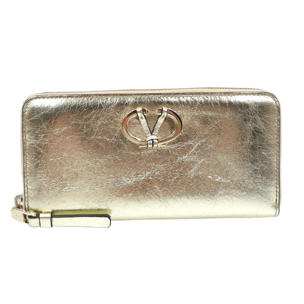 新品同様 ヴァレンティノガラヴァーニ PW2P0P88CMC レザー ゴールド金具 ゴールド ラウンドファスナー 長財布 0131【中古】Valentino Garavani