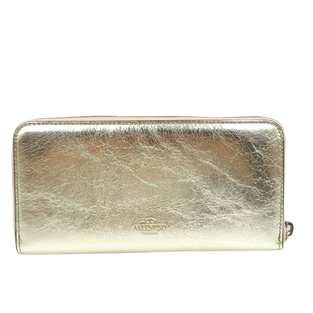 新品同様 ヴァレンティノガラヴァーニ PW2P0P88CMC レザー ゴールド金具 ゴールド ラウンドファスナー 長財布 0131【中古】Valentino Garavani