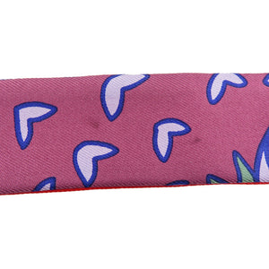 美品 エルメス ツイロン 花 H053221S シルク パープル レッド スカーフ 0135【中古】HERMES