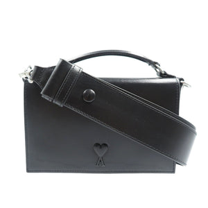 アミパリス ランチボックス レザー シルバー金具 ブラック ショルダーバッグ 0139【中古】AMI PARIS