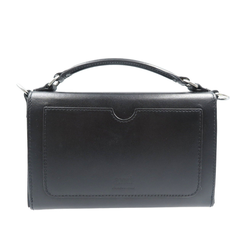 アミパリス ランチボックス レザー シルバー金具 ブラック ショルダーバッグ 0139【中古】AMI PARIS