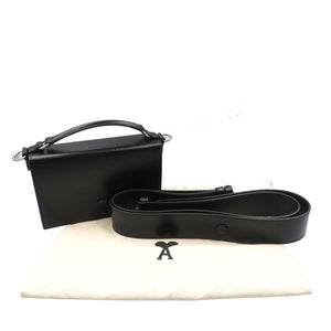 アミパリス ランチボックス レザー シルバー金具 ブラック ショルダーバッグ 0139【中古】AMI PARIS