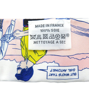 新品同様 エルメス ツイリー WOW 063463S アメコミ柄 シルク グリス ローズ ヴェール マルチカラー スカーフ 0143【中古】HERMES