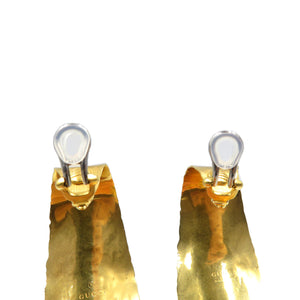 美品 グッチ メタル ストーン ゴールド レッド オレンジ ブルー グリーン イヤリング 0147【中古】GUCCI