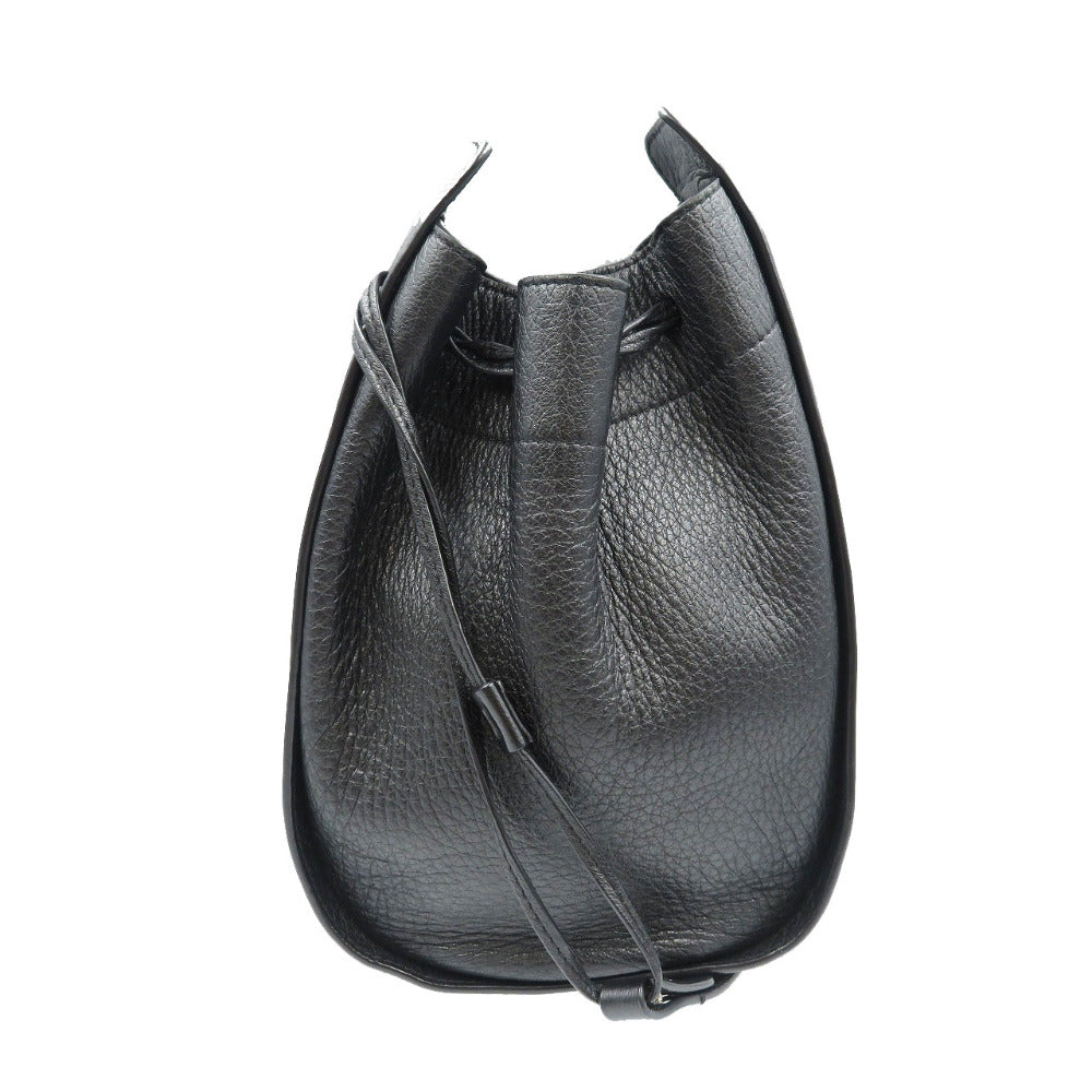 美品 ザロウ ドローンストリングポーチ レザー シルバー金具 ブラック ショルダーバッグ 0167【中古】THE ROW