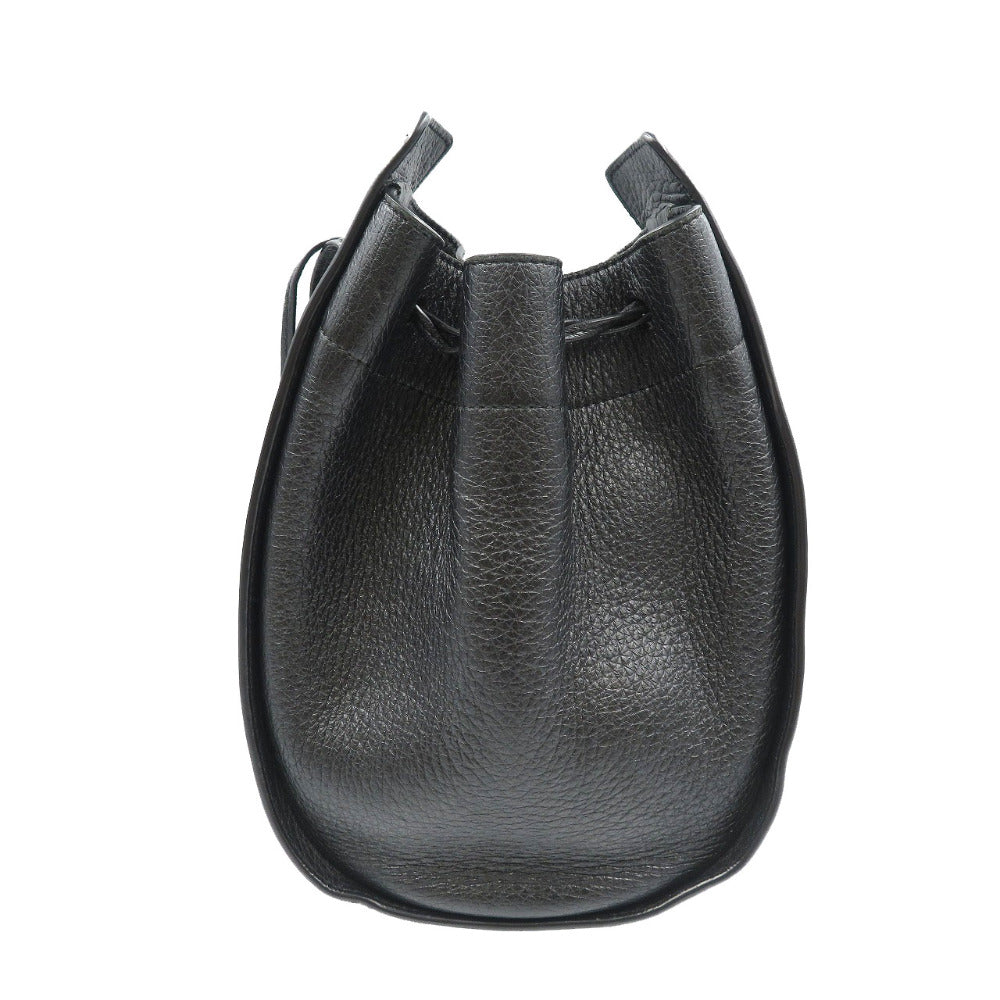 美品 ザロウ ドローンストリングポーチ レザー シルバー金具 ブラック ショルダーバッグ 0167【中古】THE ROW