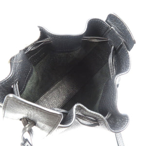 美品 ザロウ ドローンストリングポーチ レザー シルバー金具 ブラック ショルダーバッグ 0167【中古】THE ROW