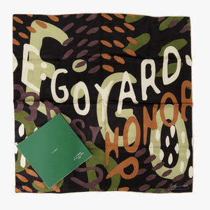 未使用 ゴヤール No.5 シルク ブラック スカーフ　0168【中古】GOYARD