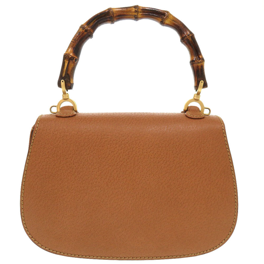 美品 グッチ バンブー レザー ブラウン 000 2046 0188 2WAY ハンドバッグ 茶 0171 【中古】 GUCCI