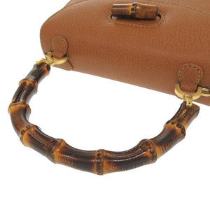 美品 グッチ バンブー レザー ブラウン 000 2046 0188 2WAY ハンドバッグ 茶 0171 【中古】 GUCCI