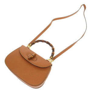 美品 グッチ バンブー レザー ブラウン 000 2046 0188 2WAY ハンドバッグ 茶 0171 【中古】 GUCCI