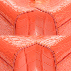 新品同様 フェンディ ピーカブーXS マットクロコ オレンジ ゴールド金具 8BN309 2WAYハンドバッグ 0174 【中古】 FENDI