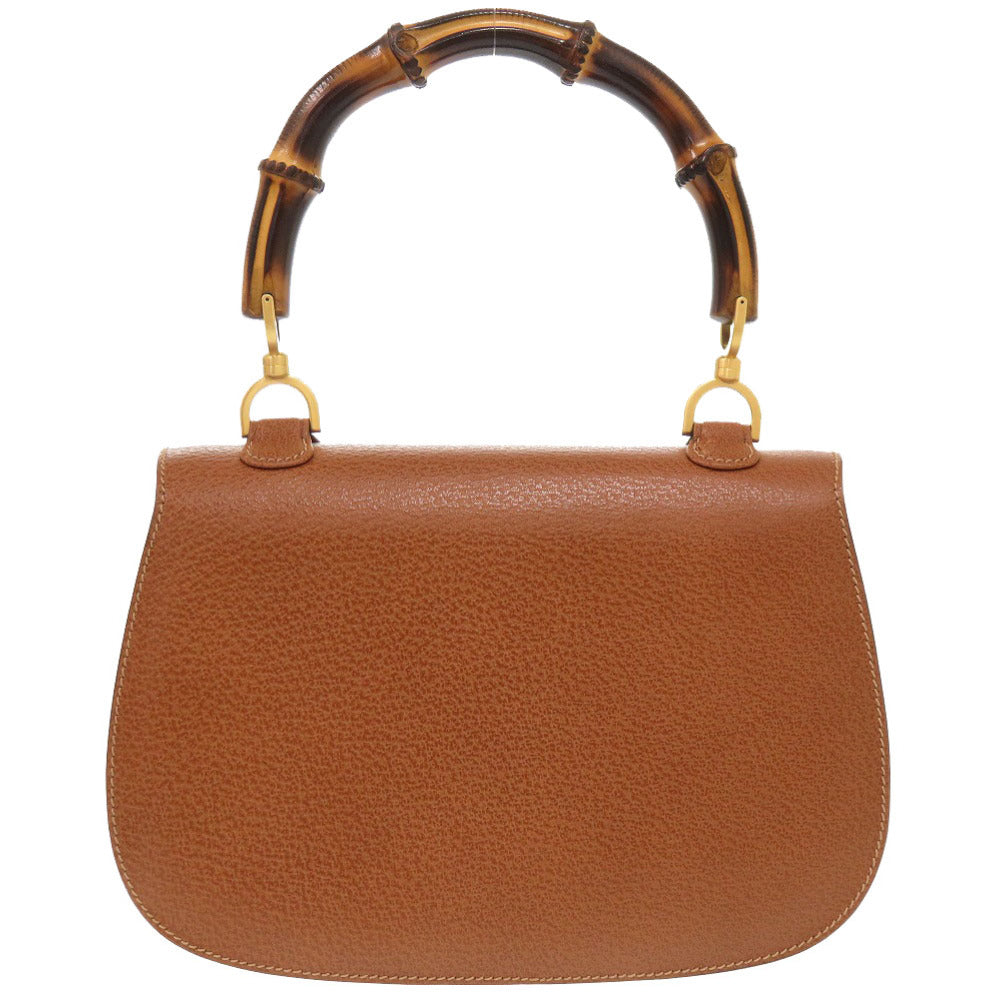 美品 グッチ バンブー レザー ブラウン 000 01 0633 2WAY ハンドバッグ 茶 0175 【中古】 GUCCI