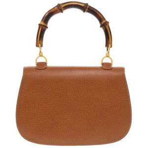 美品 グッチ バンブー レザー ブラウン 000 01 0633 2WAY ハンドバッグ 茶 0175 【中古】 GUCCI