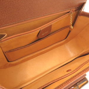 美品 グッチ バンブー レザー ブラウン 000 01 0633 2WAY ハンドバッグ 茶 0175 【中古】 GUCCI