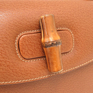 美品 グッチ バンブー レザー ブラウン 000 01 0633 2WAY ハンドバッグ 茶 0175 【中古】 GUCCI