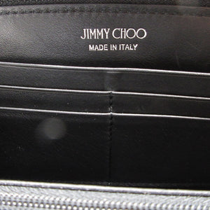 新品同様 ジミーチュウ スタースタッズ レザー ブラック 黒 ラウンドファスナー長財布 財布 0176【中古】JIMMY CHOO