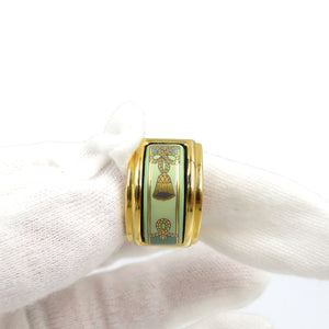 美品 エルメス エマイユ メタル 七宝焼き ゴールド グリーン イヤリング 0181【中古】HEREMS