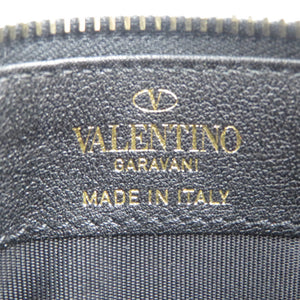 新品同様 ヴァレンティノ ZW2P0548BOL スタッズ カーフ ゴールド金具 ブラック コインケース カードケース 0183【中古】VALENTINO