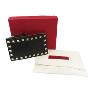 新品同様 ヴァレンティノ ZW2P0548BOL スタッズ カーフ ゴールド金具 ブラック コインケース カードケース 0183【中古】VALENTINO