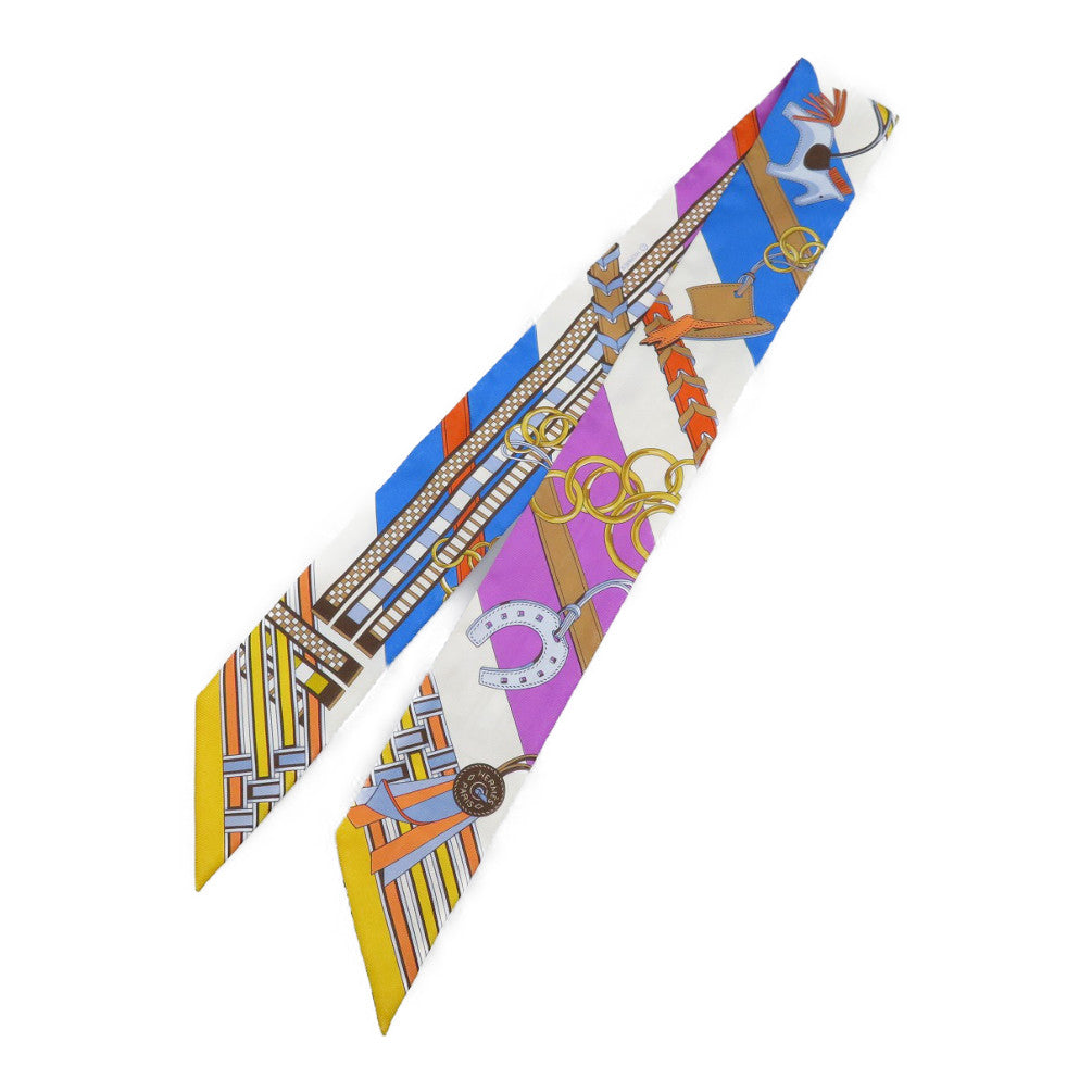 美品 エルメス ツイリー 馬鞭とチャーム シルク スカーフ マルチカラー 0186【中古】HERMES