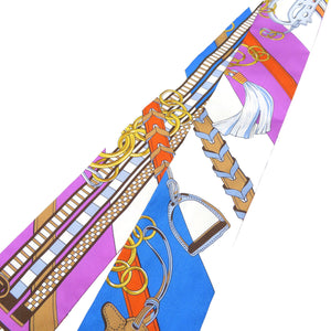 美品 エルメス ツイリー 馬鞭とチャーム シルク スカーフ マルチカラー 0186【中古】HERMES