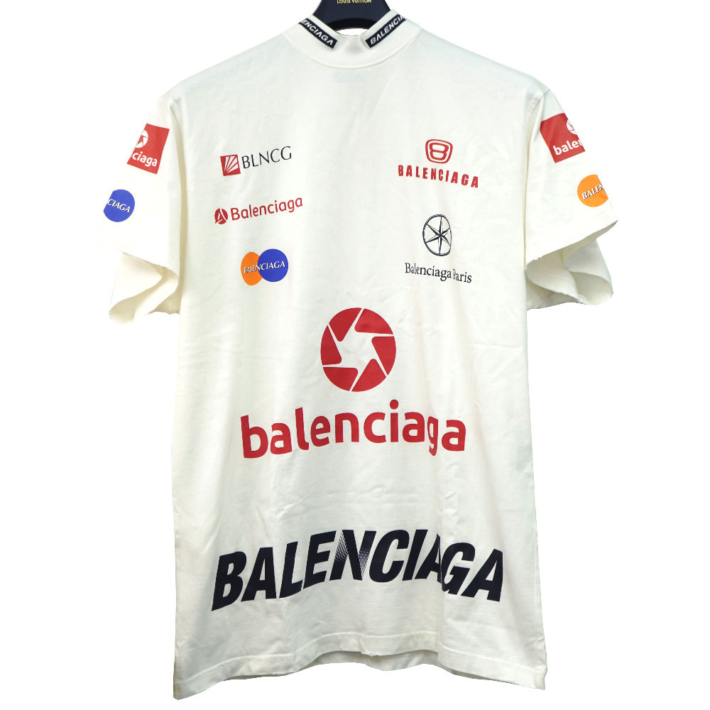 バレンシアガ オーバーサイズ 半袖Ｔシャツ ユニセックス サイズL コットン ホワイト ロゴ 0189【中古】BALENCIAGA メンズ レディース