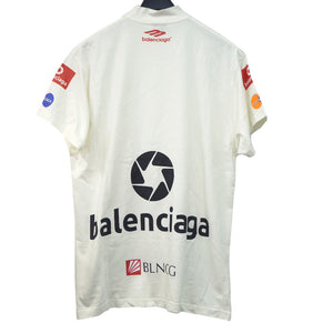 バレンシアガ オーバーサイズ 半袖Ｔシャツ ユニセックス サイズL コットン ホワイト ロゴ 0189【中古】BALENCIAGA メンズ レディース