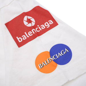 バレンシアガ オーバーサイズ 半袖Ｔシャツ ユニセックス サイズL コットン ホワイト ロゴ 0189【中古】BALENCIAGA メンズ レディース