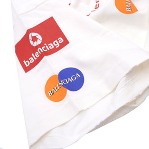 バレンシアガ オーバーサイズ 半袖Ｔシャツ ユニセックス サイズL コットン ホワイト ロゴ 0189【中古】BALENCIAGA メンズ レディース