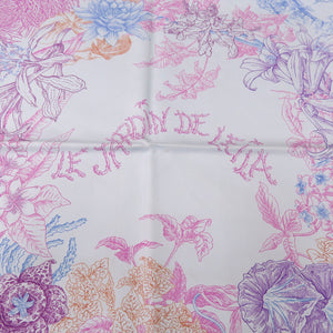 美品 エルメス カレ90 レイラの庭 LE JARDIN DE LEILA ブルー パープル 水色 紫 スカーフ 0191【中古】HERMES