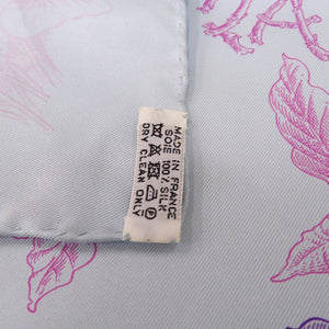 美品 エルメス カレ90 レイラの庭 LE JARDIN DE LEILA ブルー パープル 水色 紫 スカーフ 0191【中古】HERMES