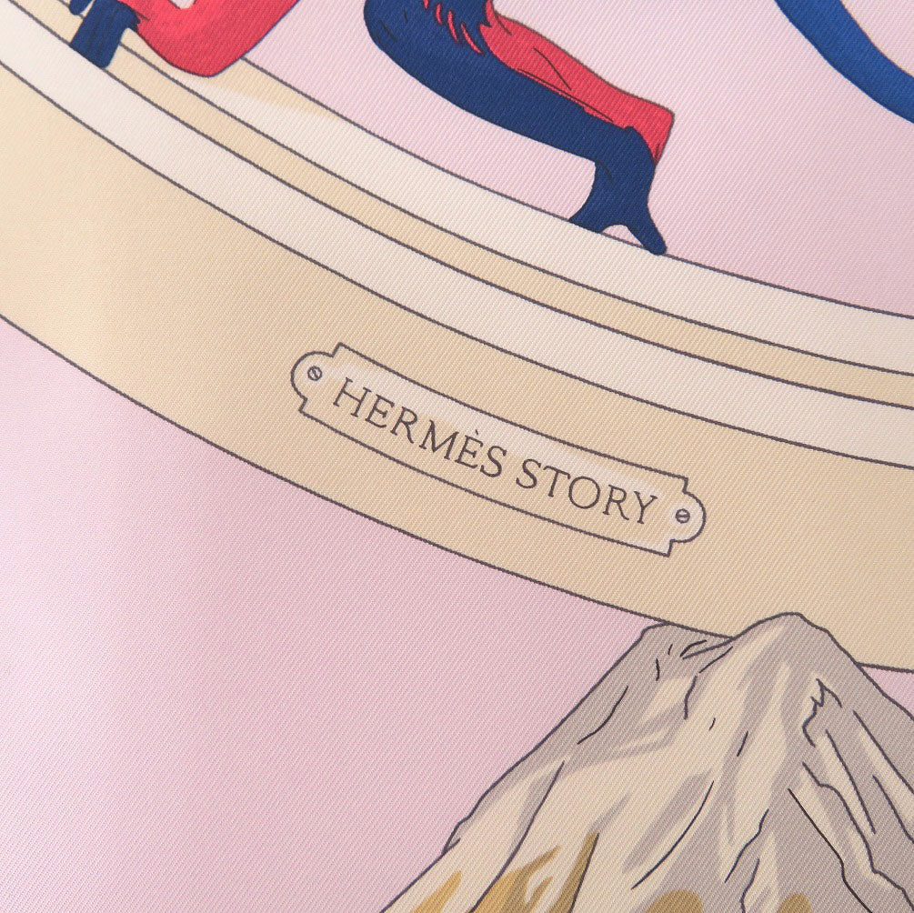 新品同様 エルメス カレ90 エルメスストーリー HERMES STORY シルク パープル  ブルー 紫 青 スカーフ 0193【中古】HERMES