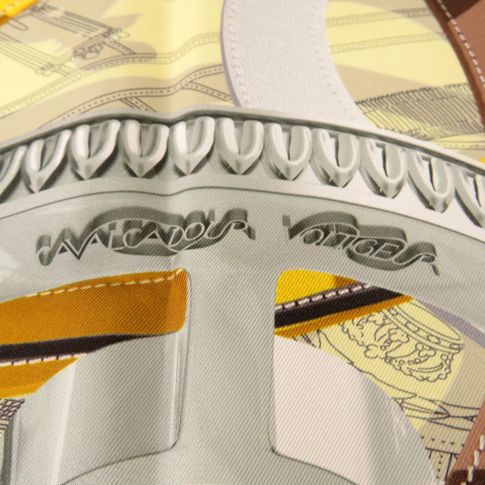 未使用 エルメス カレ90 CAVALCODOUR VOLTIGEUR カヴァルカドゥール・ヴォルティジュール シルク イエロー ブラウン スカーフ 0194【中古】HERMES