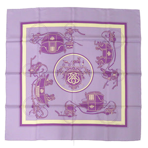 新品同様 エルメス カレ90 エクスリブリス Ex-Libris シルク パープル イエロー スカーフ0195【中古】HERMES