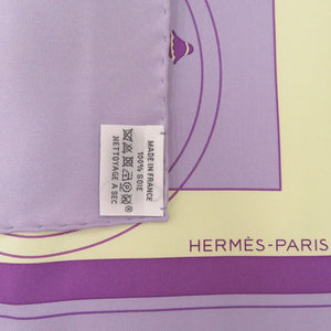 新品同様 エルメス カレ90 エクスリブリス Ex-Libris シルク パープル イエロー スカーフ0195【中古】HERMES