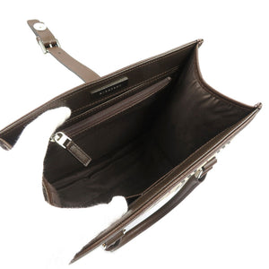 新品同様 バーバリー ノバチェック センターベルト コーティングキャンバス レザー シルバー金具 ベージュ ブラウン ハンドバッグ 0203【中古】BURBERRY